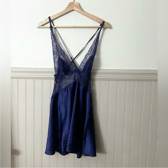 Y2K Rare Victoria's Secret Small Lace Purple/Blue Lace Babydoll Lingerie - Picture 1 of 5